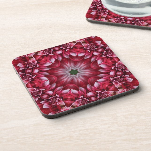 Dessous-de-verre Kaleidoscopic Crimson Dahlia (Côté gauche)