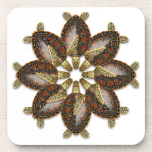 Dessous de verre kaléïdoscopiques de tortue vert