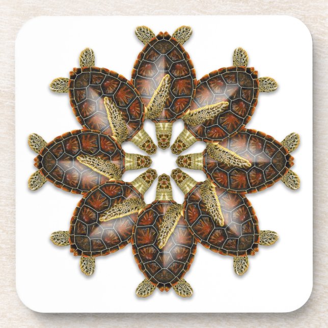 Dessous de verre kaléïdoscopiques de tortue verte (Devant)