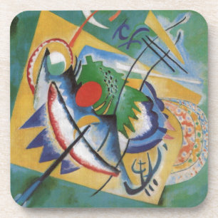 Dessous-de-verre Kandinsky rouge ovale Abstraite oeuvre d'art vert