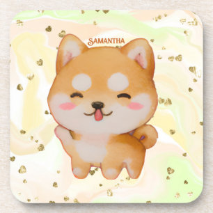 Dessous-de-verre Kawaii Smiling Cartoon Style Shiba Inu
