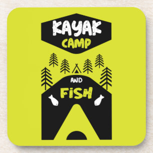 Dessous-de-verre Kayak poisson et camp pêche voyage cadeaux magie m
