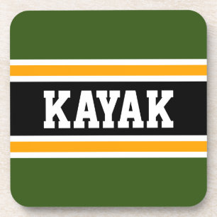 Dessous-de-verre KAYAK Sporty Bold 70s Vert Orange Noir Rayures