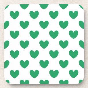 Dessous-de-verre Kelly Coeurs polka vert sur blanc