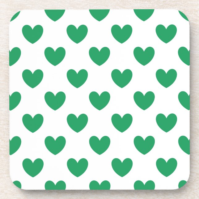 Dessous-de-verre Kelly Coeurs polka vert sur blanc (Devant)