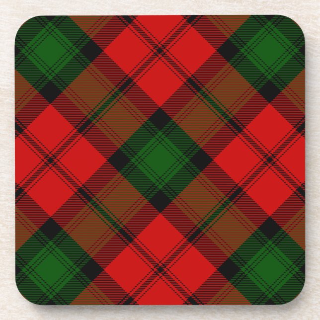 Dessous-de-verre Kerr tartan rouge vert plaid (Devant)