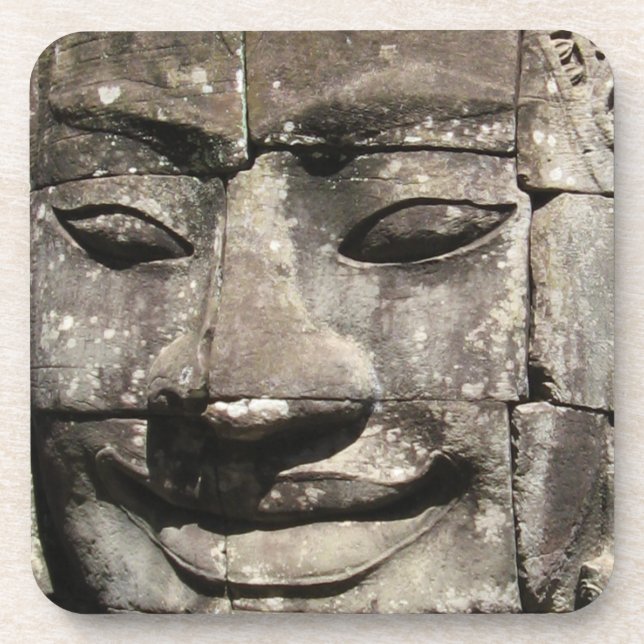 Dessous-de-verre Khmer Stone Face ... Temple de Bayon, Cambodge (Devant)