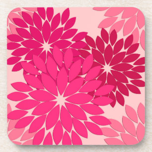 Dessous-de-verre Kimono floral moderne Impression, Coral rose