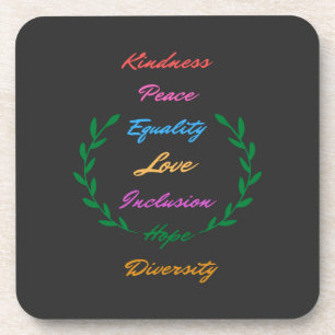 Dessous-de-verre Kindness Peace Equality Love Inclusion Hope Divers