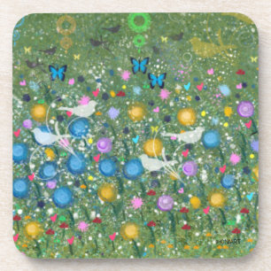 Dessous-de-verre KiniArt Garden Flowers Oiseaux et papillons