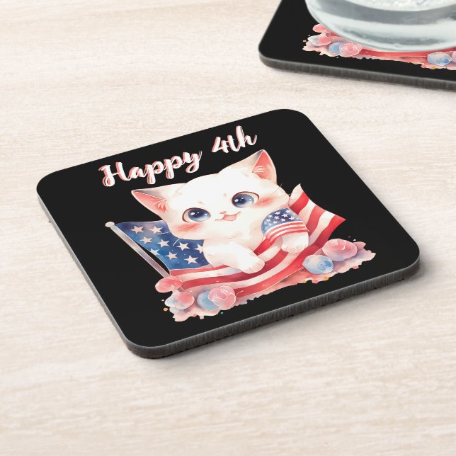 Dessous-de-verre Kitten patriotique 4 juillet Happy 4th Custom (Côté gauche)