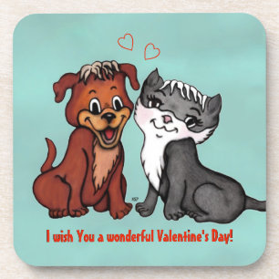 Dessous-de-verre Kitty and Puppy, Joyeuse Saint Valentin !