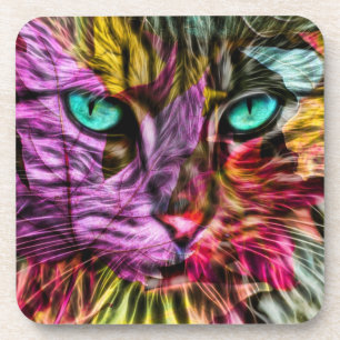 Dessous-de-verre Kitty Chat Automne Feuilles d'Artsy Coloré Design