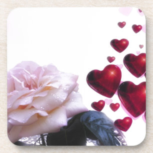 Dessous-de-verre koi nuptiale de coeurs de coeur de vignes de