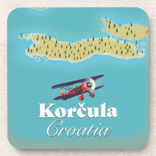 Dessous-de-verre Korčula Croatie carte Poster Carrelage en céramiqu