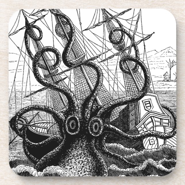 Dessous-de-verre Kraken Eatting un bateau de navigation (Devant)