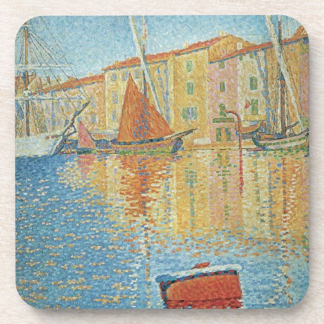 Dessous-de-verre La Bouée Rouge par Paul Signac, Pointillisme Vinta (Devant)