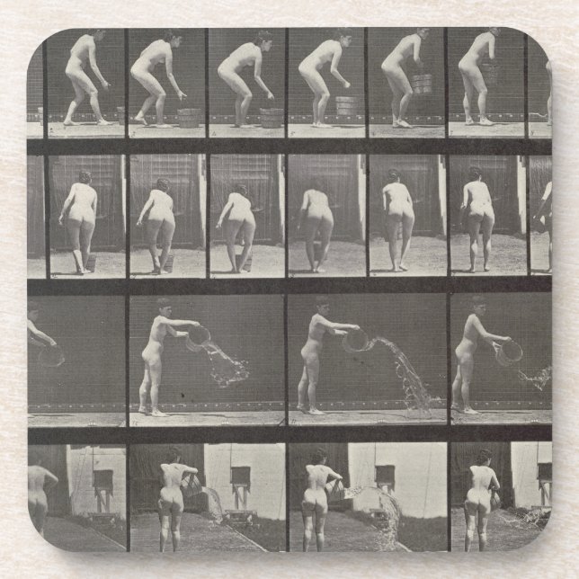 Dessous-de-verre La femme jetant un seau de l'eau, plaquent 401 de (Devant)