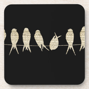 Dessous-de-verre La musique note le destin animal d'oiseau de burea