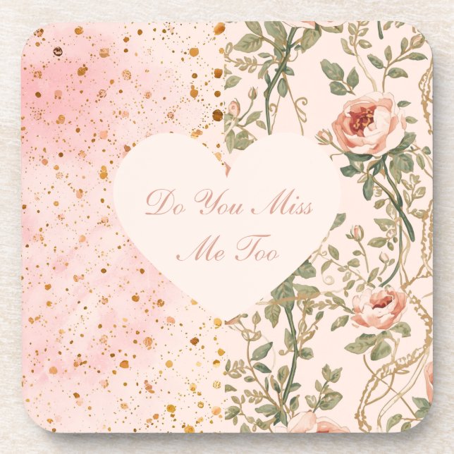 Dessous-de-verre La Saint-Valentin, Fleurs Pixels, Me Manques-Tu Au (Devant)