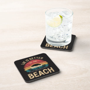 Dessous-de-verre La vie est meilleure à la plage, ambiance vacances