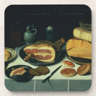 Dessous-de-verre La vie toujours avec du jambon (huile sur le