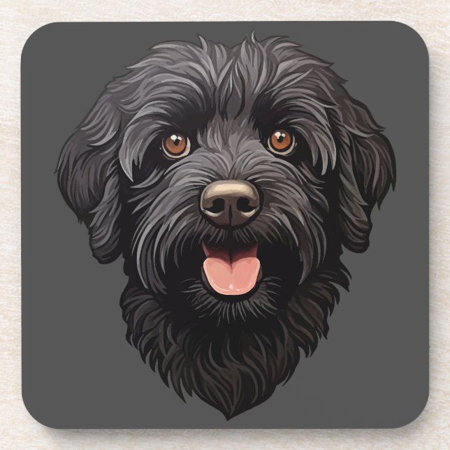 Dessous-de-verre Labradoodle Chien noir (Devant)