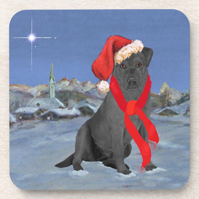 Dessous-de-verre Labrador Retriever noir de Noël (Devant)