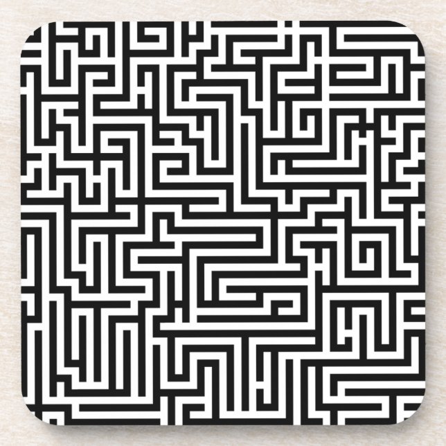 Dessous-de-verre Labyrinthe en noir et blanc (Devant)