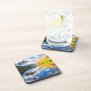 Dessous-de-verre Lac medicine du stimulant deux au lever de soleil