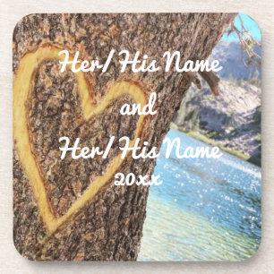 Dessous-de-verre Lac Tahoe Blue Water Tree Heart Love