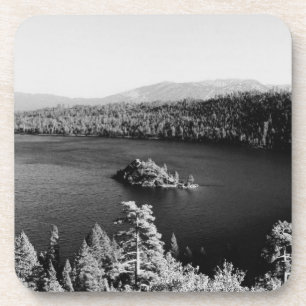 Dessous-de-verre Lac Tahoe en noir et blanc