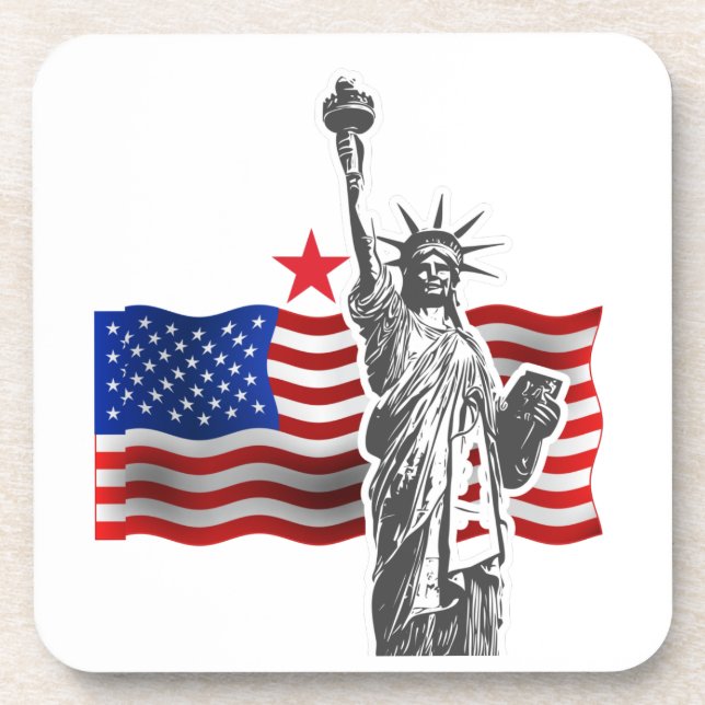 Dessous-de-verre Lady Liberty avec drapeau américain (Devant)
