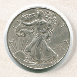 Dessous de verre Lady Liberty en argent Dollar