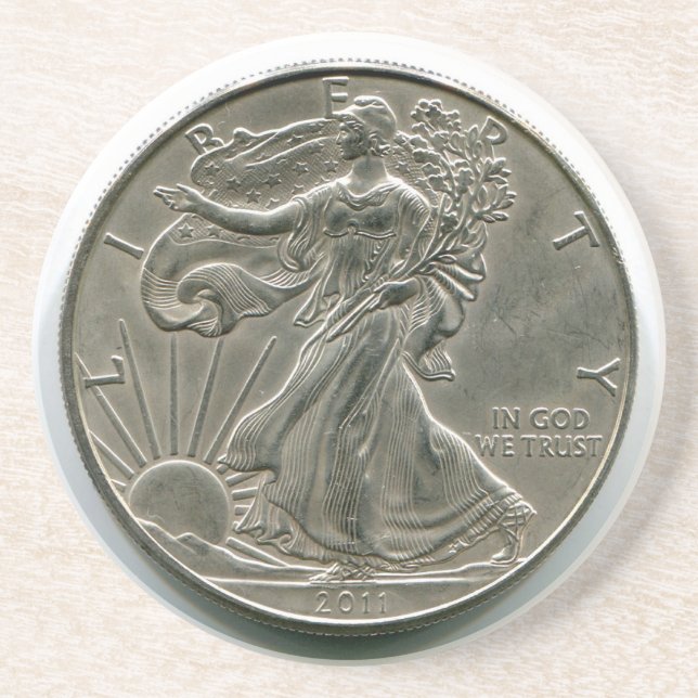 Dessous de verre Lady Liberty en argent Dollar (Devant)