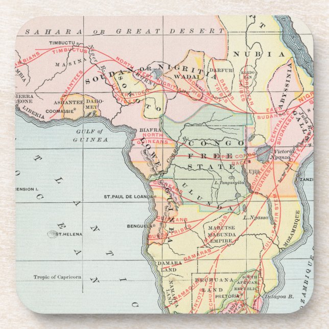 DESSOUS-DE-VERRE L'AFRIQUE : CARTE, 1894 (Devant)