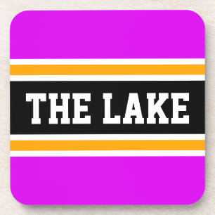 Dessous-de-verre LAKE Athletic Bright Pink Yellow Black Stripes