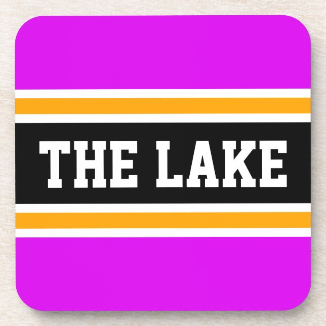 Dessous-de-verre LAKE Athletic Bright Pink Yellow Black Stripes (Devant)