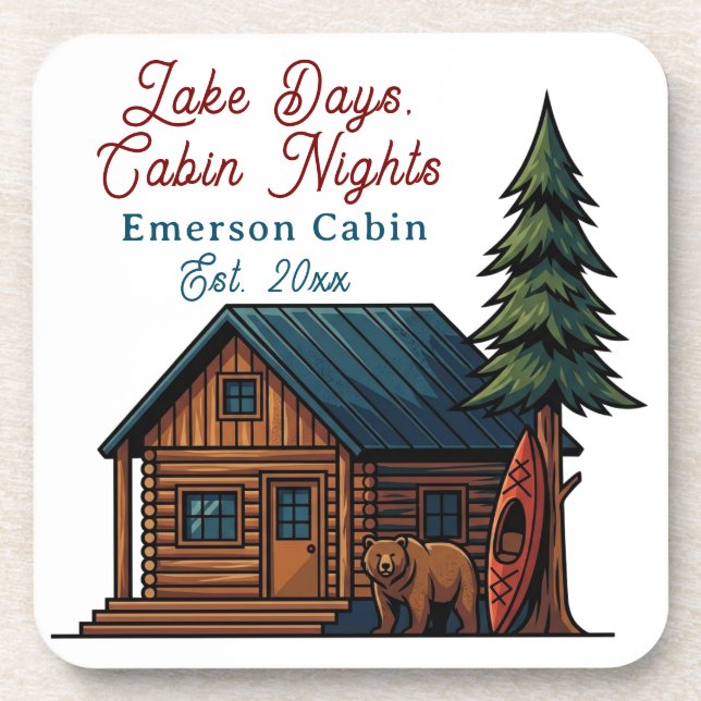 Dessous-de-verre Lake Days, Cabin Nights Personlized (Devant)