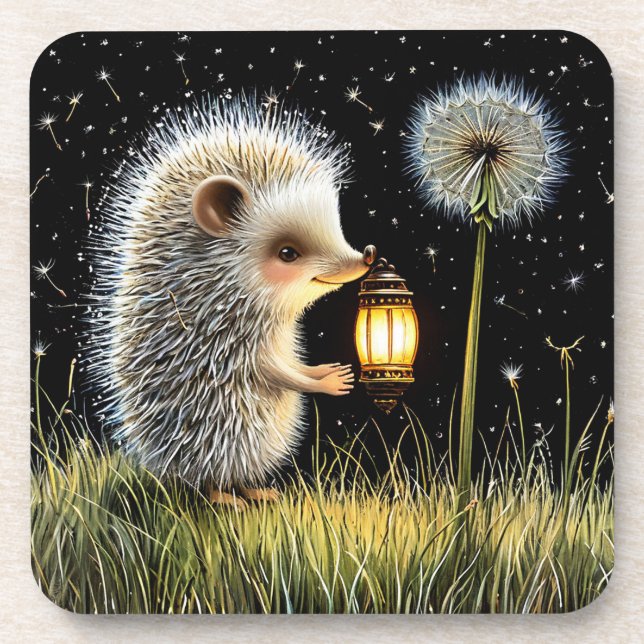 Dessous-de-verre 🌼 Lanterne de jardin nocturne Hérisson (Devant)