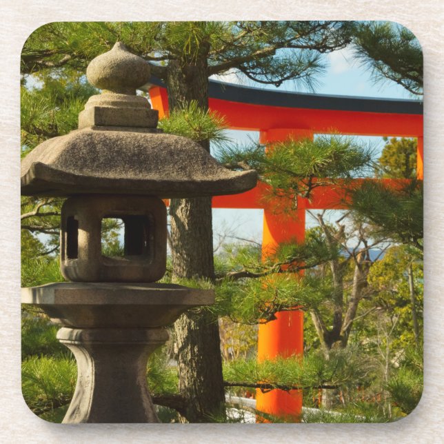 Dessous-de-verre Lanterne en pierre et porte Torii (Devant)