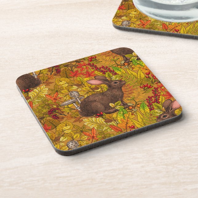 Dessous-de-verre Lapin d'automne sur ocre (Côté gauche)