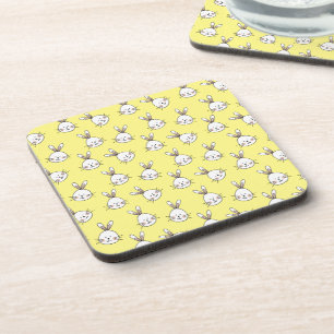Dessous-de-verre Lapin de Pâques blanc heureux mignon motif