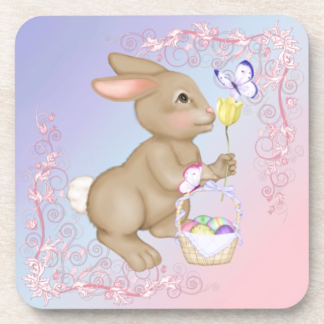 Dessous-de-verre Lapin et panier de Pâques (Devant)