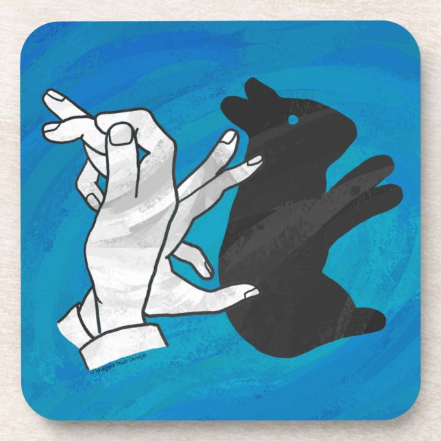 Dessous-de-verre Lapin ombre sur fond bleu (Devant)