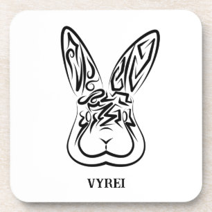 Dessous-de-verre Lapin tribal noir et blanc