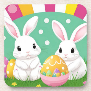 Dessous-de-verre Lapins de Pâques adorables Œuf décoratif coloré