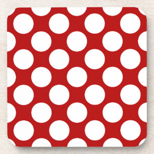 Dessous-de-verre Large retro dots - white and red