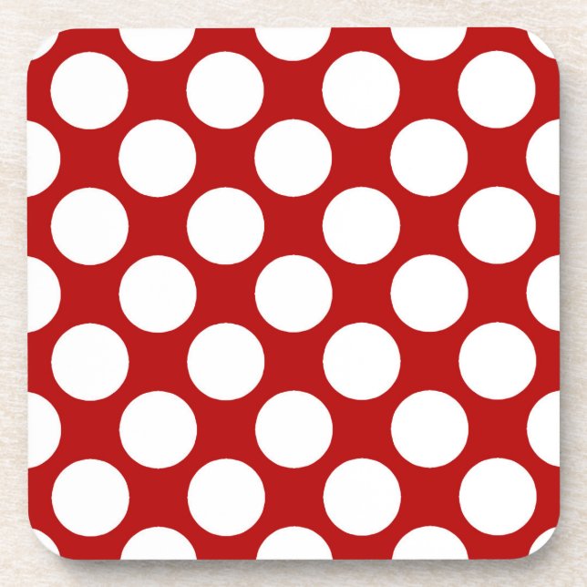 Dessous-de-verre Large retro dots - white and red (Devant)