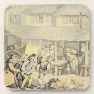 Dessous-de-verre L'arrivée du car d'étape à l'auberge de Sun, DB
